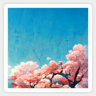 Cherry Blossom Tree with Blue Sky Sticker